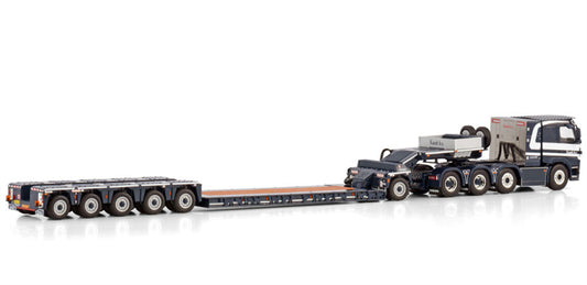 WSI  VOLVO FM4 SLEEPER CAB 8X4 LOW LOADER PENDEL X WITH 1 AXLE DOLLY - 5 AXLE Kandt B.V. 1:50 Truck Pre-built Model