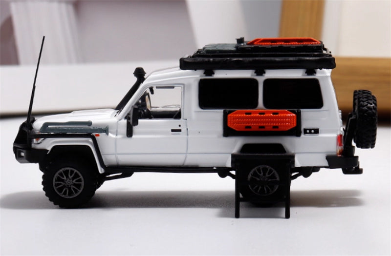 Autobots Models Toyota Land Cruiser LC78 J70 Off road modified version of personnel carrier white Limited Edition 499PCS ONLY 1:64 Truck Pre-built Model view3