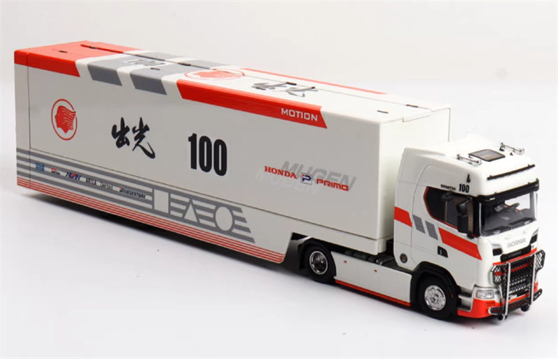Max well Scania #S730 double-decker transport vehicle Red White Light 100 Coating 1:64 Truck Pre-built Airliner Model Display view9