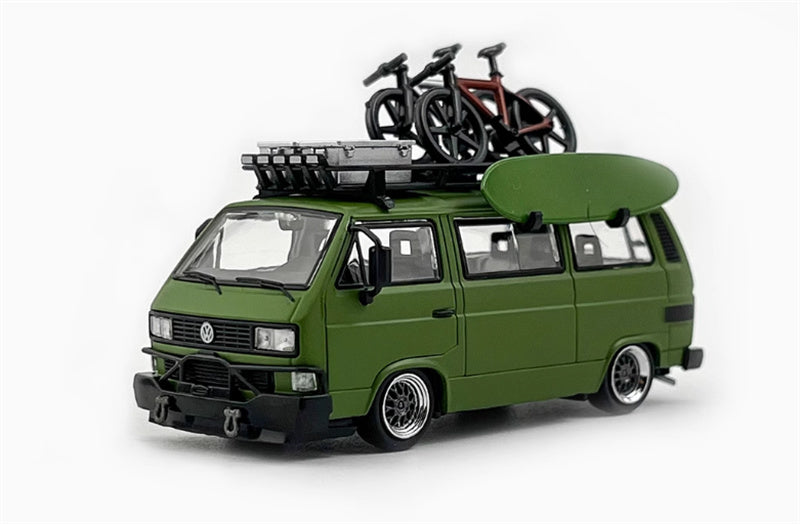 Mortal VW T3 Magway van BBS Low lying version olive drab - with Accessories 1:64 Car Pre-built Model view3