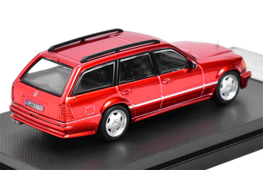 Mortal Mercedes Benz E-Class E300 station wagon S124 with 2 bicycles and luggage rack Red - Silver Wheel Regular Edition Limited Edition 599PCS ONLY 1:64 Car Pre-built Model view2