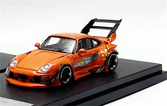1:64 Porsche 911 RWB 993 Orange SW DIECAST High Wing Model