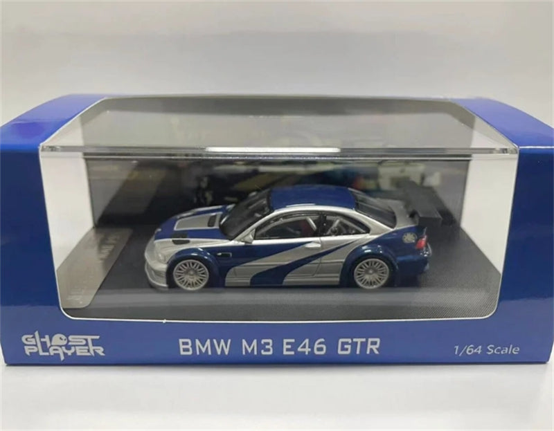 1:64 BMW M3 E46 GTR Silver with Blue Stripes Ghost Playe DIECAST Limited Edition 999pcs ONLY Model