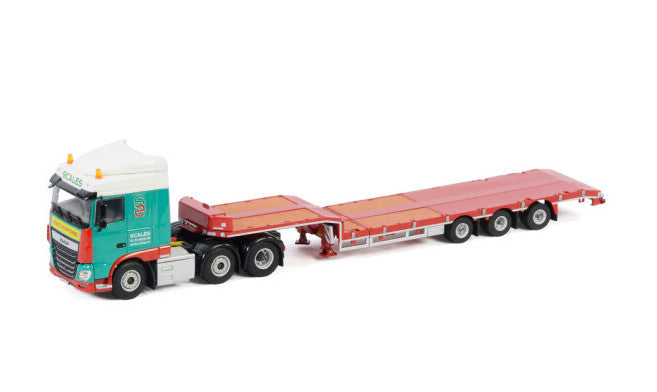 WSI DAF XF SPACE CAB 6X2 TWINSTEER SEMI LOW LOADER - 3 AXLE SCALES 1/50 Truck Pre-built Model