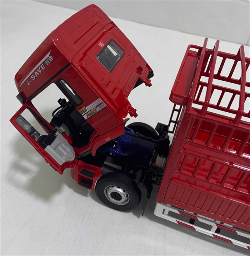 SHACMAN Delong L5000 Fence Type Container Truck Red 1:24 Truck Pre-built Model