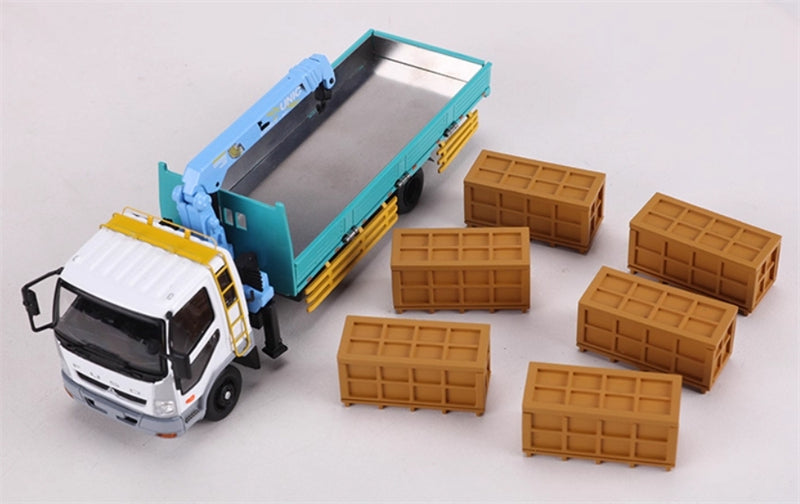 GCD Mitsubishi Fuso Boom Crane Truck white green with 6 wooden crates Limited Edition 888PCS ONLY RHD 1:64 Truck Pre-built Model view4