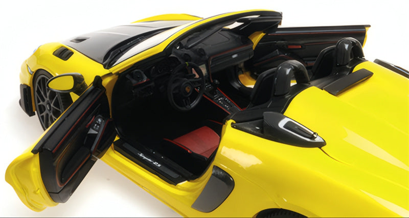 1:18 PORSCHE 718 SPYDER RS 2024 Yellow Carbon Cover  MINICHAMPS No Tail Wing Edition DIECAST Car Model
