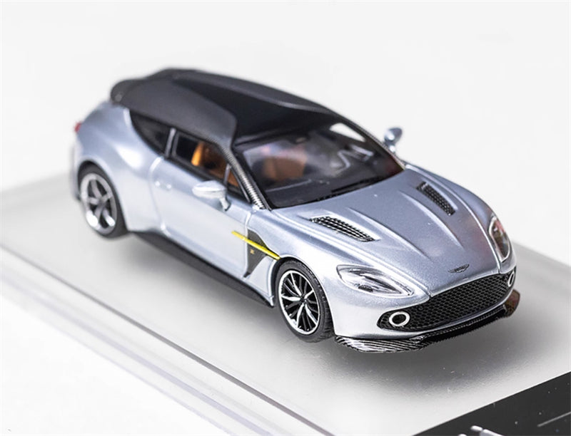 KING MODEL Aston Martin Vanquish Zagato Bright Silver Limited Edition 333PCS ONLY 1:64 Car Pre-built Model view5