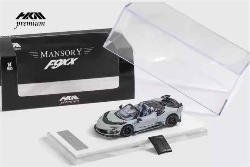 HKM Premium Mansory modified version Ferrari SF90 F9XX supercar grey convertible Limited Edition 1:64 Car Pre-built Airliner Model Display view8