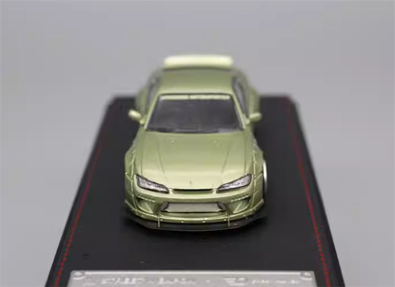 SW Nissan Slivia S15 Rocket Bunny Emerald Green Limited Edition 299PCS ONLY 1:64 car Pre-built Model view6
