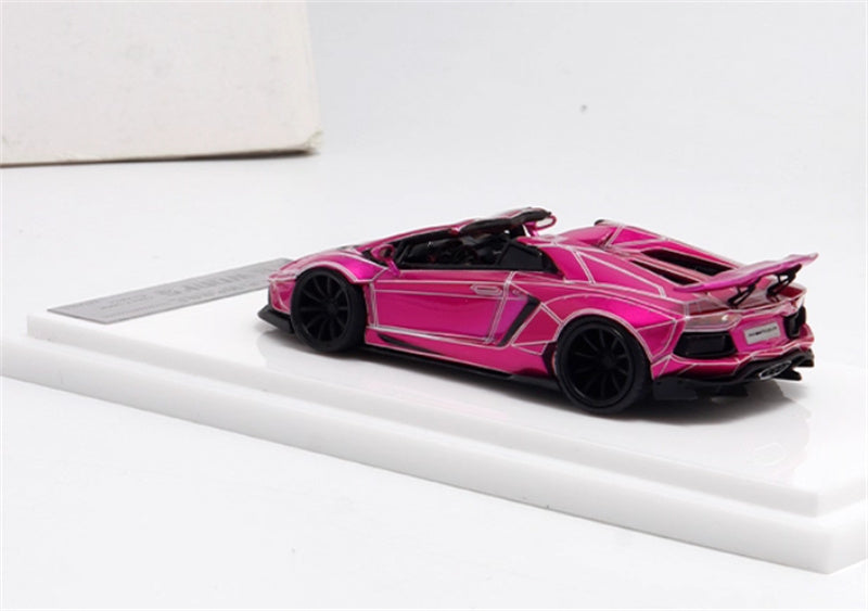 Flame Lamborghini LP700 Convertible Widebody Limited Edition 199PCS ONLY Pink explosion pattern 1:64 Car Pre-built Model view2