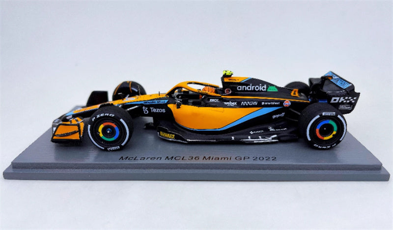 Spark McLaren MCL36 Miami #4 GULF GP 2022 LANDO NORRIS 1:43 Car Pre-built Model view3