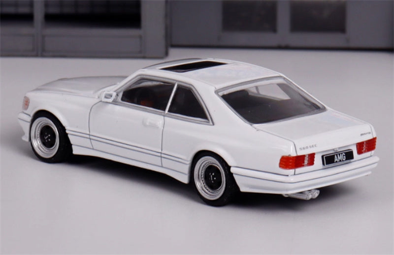 Rhino Model Mercedes Benz S-Class 560 SEC AMG W126 White 1:64 Car Pre-built Model view3