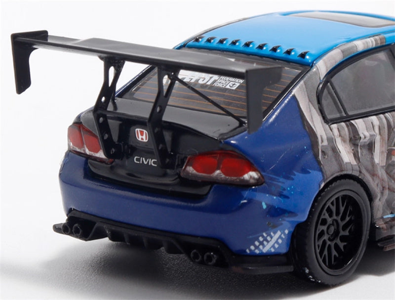 COOL.CAR Honda Civic FD2 explosive redesign mecha livery Blue regular version Limited Edition 500PCS ONLY 1:64 Car Pre-built Model view6