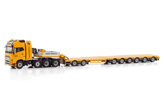 WSI  VOLVO FH5 GLOBETROTTER XL 8X4 SL LOW LOADER WITH 2 AXLE DOLLY - 6 AXLE Franz Bracht KG 1:50 Truck Pre-built Model