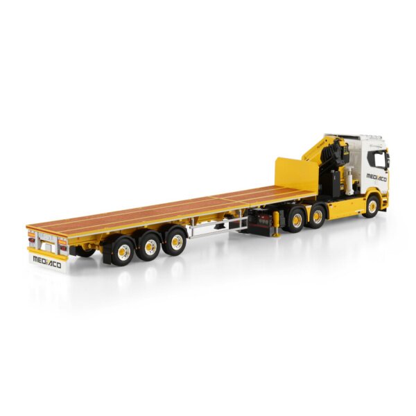 1:50 SCANIA MEDIACO R CR20N 6X4 FLATBED TRAILER 3 AXLE PK 65002 SH + JIB WSI Diecast Model