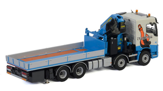 WSI  VOLVO FH4 SLEEPER CAB 8X4 RIGED FLAT BED TRUCK PALFINGER PK92002 SH Transgrua 1:50 DIECAST Crane Truck
