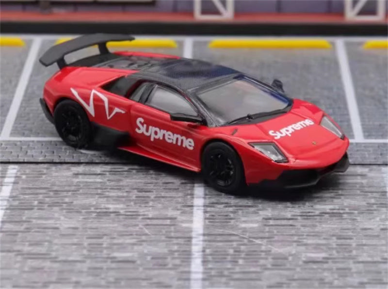Max well Lamborghini Murcielago LP670-4 SV Red Supreme 1:64 Car Pre-built Airliner Model Display view3