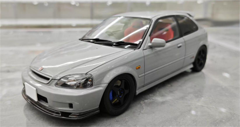 Motorhelix Honda Civic Type R EK9 Grey Global Limited Edition 499PCS ONLY 1:18 Car Pre-built Model view1
