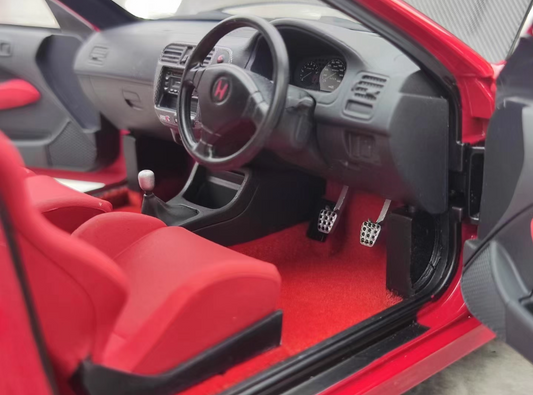 Motorhelix Honda Civic Type R EK9 Milan Red/Carbon Fiber Head Cover Limited Edition 599PCS ONLY 1:18 Car Pre-built Model view2