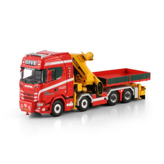 1:50 SCANIA GIVE S CS20H 8X4 PK 165.002 TEC 7 + JIB DEMOUNTABLE BODY WSI Red Diecast Model
