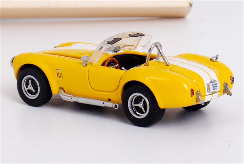Fine works 64 Ford SHELBY 427S/C COBRA Limited Edition Yellow convertible white stripes 1:64 Car Pre-built Model view4