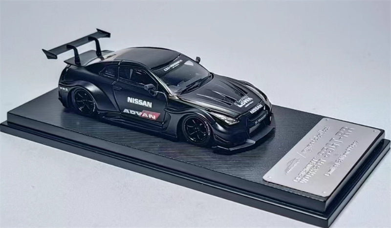 mymodelcollect Nissan 35GT-RR LBWK Limited Edition Matte Black ADVAN HKS 1:64 Car Pre-built Model view4