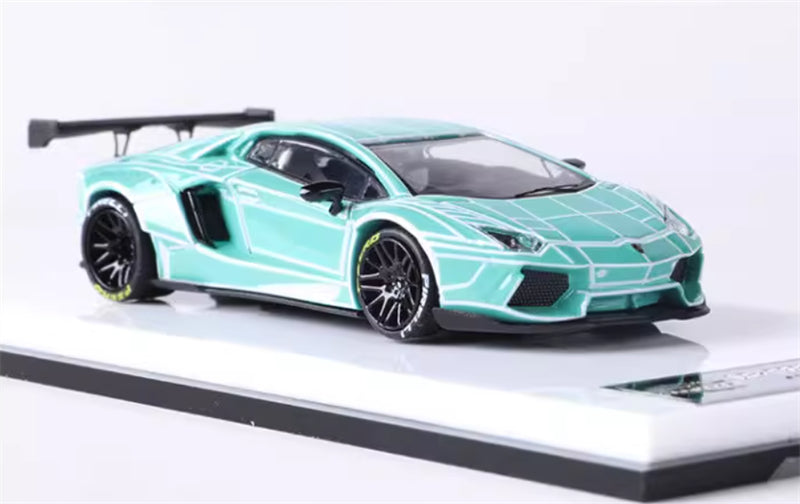 KING MODEL Lamborghini LP700 AVENTADOR Burst Pattern Luminous Edition Electroplated Green 1:64 Car Pre-built Model view5