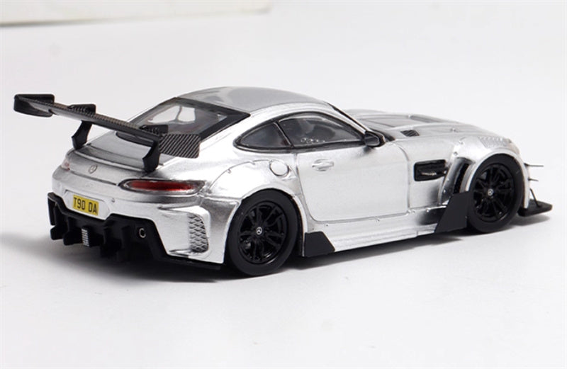 BSC Mercedes AMG GT-S Carbonerre modified big rear wing sports car metallic silver Limited Edition 1:64 Car Pre-built Model view4