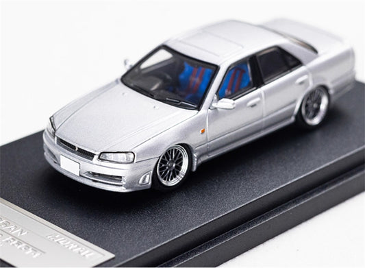 Mortal Nissan GTR ER34 25GT SKYLINE URAS Modified Edition Silver Small Tail Wing Edition Limited Edition 1:64 Car Pre-built Model view1