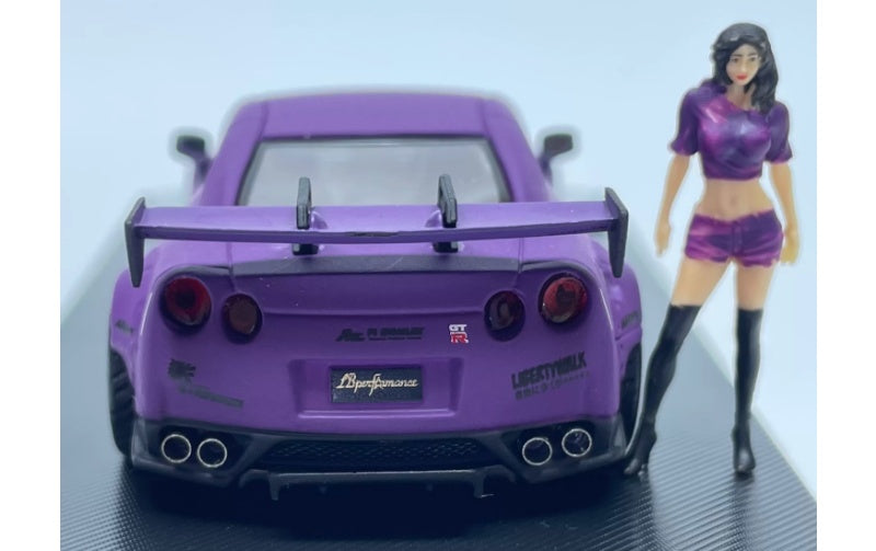 1:64 Nissan GTR R35 LB   mymodelcollect Matte purple carbon cover w/ Figure Limited Edition 999PCS ONLY DIECAST Model