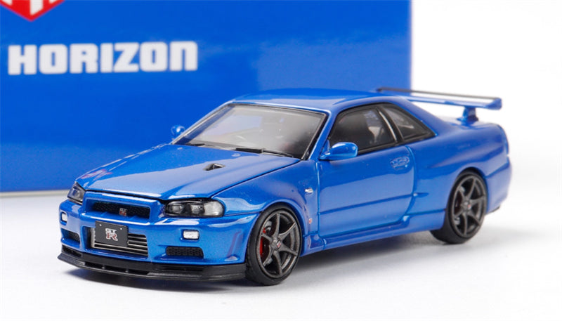 Focal Horizon Nissan GT-R R34 V-SPEC-II Blue Limited Edition 999PCS ONLY 1:64 Car Pre-built Model view1