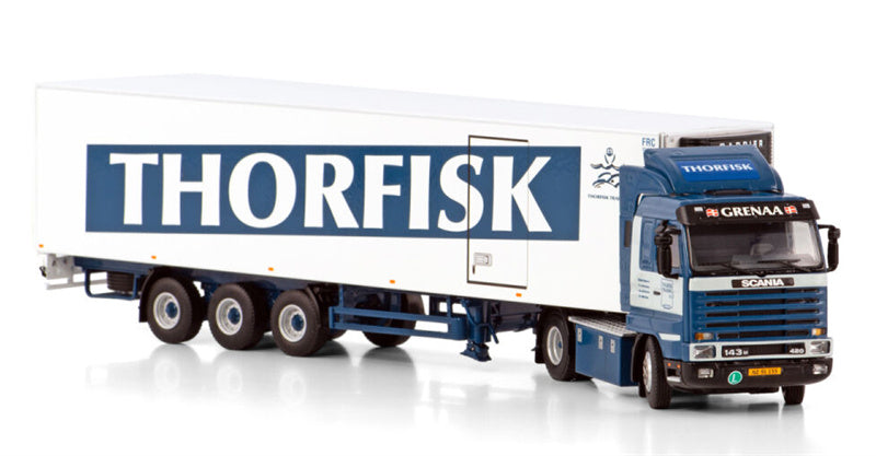WSI SCANIA 3 SERIES STREAMLINE 4X2 REEFER TRAILER - 3 AXLE Thorfisk 1:50 Truck Pre-built Model