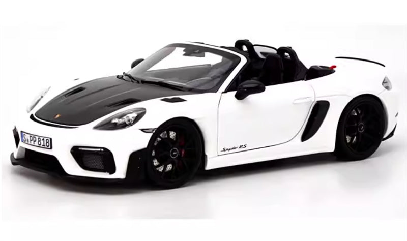 1:18 PORSCHE 718 SPYDER RS  White Carbon Cover  Norev Convertible DIECAST Car Model