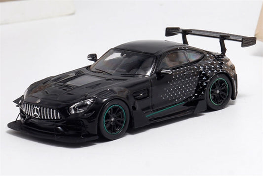 BSC Mercedes AMG GT-S Carbonerre modified big rear wing sports car Starry Black Limited Edition 1:64 Car Pre-built Model view1