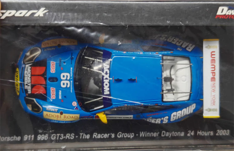 Spark Porsche 911 996 GT3-RS-The Racer's Group - Winner Daytona 24 Hours 2003 1:43 Car Pre-built Model view1