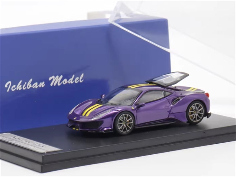 Ichiban Model Ferrari 488 Novitec Pista Purple Super Racing Limited Edition 399pcs ONLY 1:64 Car Pre-built Model