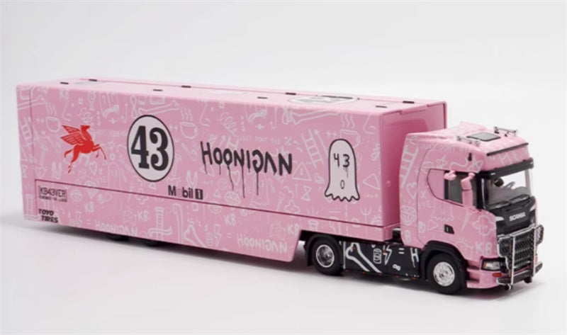 Max well Scania S730 double decker transport vehicle Pink 1:64 Truck Pre-built Model