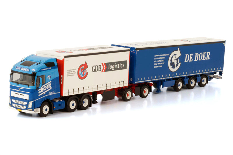 WSI VOLVO FH4 GLOBETROTTER 6X2 TWINSTEER LZV COMBI - 8 AXLE DE BOER TRANSPORT 1/50 DIECAST Truck
