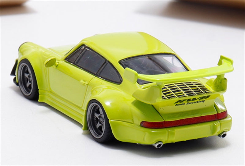 DECODE Porsche RWB 964 Acid Green RAUH - Welt 1:64 Car Pre-built Model view2