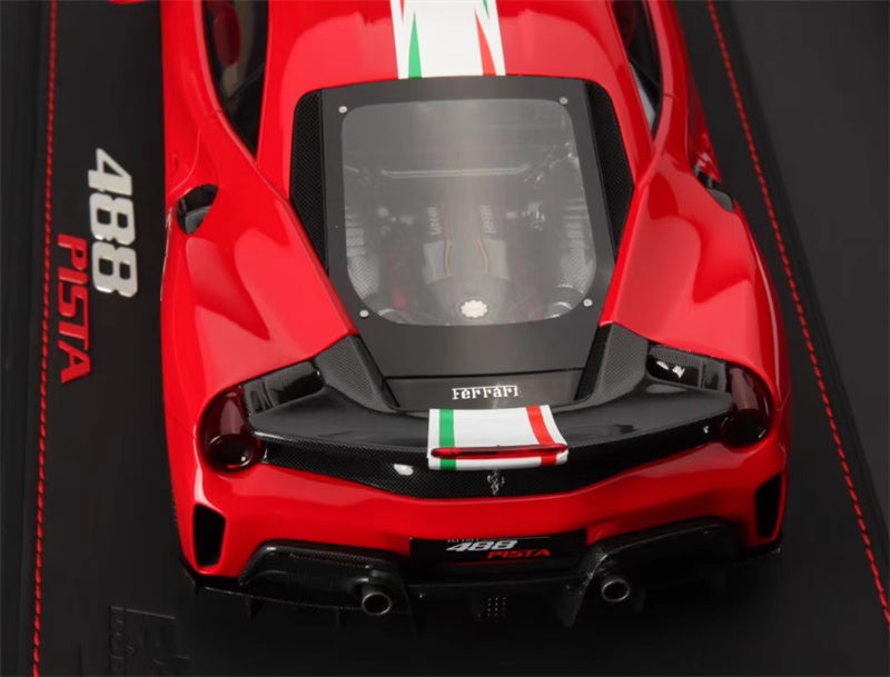 BBR MODELS Ferrari 488 Pista #51 red Black Wheel Red calipers Leather base Limited Edition 30PCS ONLY 1:18 Car Pre-built Model view4