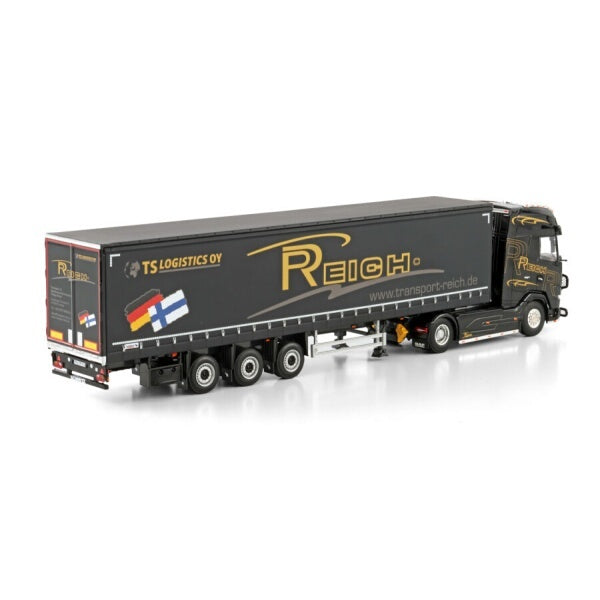 1:50 DAF PHILIPP REICH XG + 4X2 CURTAINSIDE TRAILER 3 AXLE WSI  Black Diecast Model