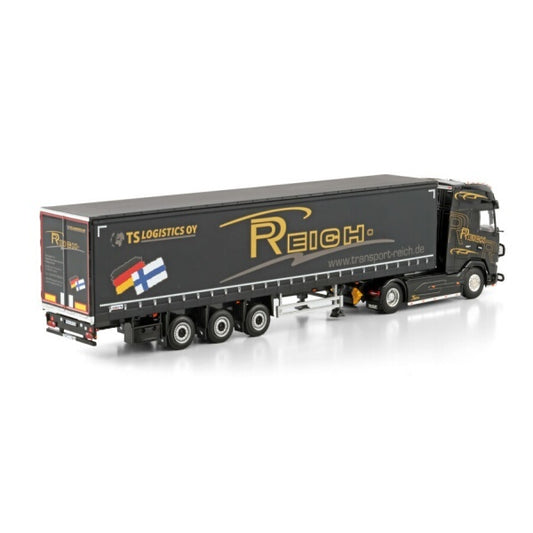 1:50 DAF PHILIPP REICH XG + 4X2 CURTAINSIDE TRAILER 3 AXLE WSI  Black Diecast Model