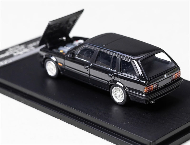 Mortal BMW E30 3 Series Touring regular version Openable Hood Pearl black - Silver Wheel Limited Edition 799PCS ONLY 1:64 Car Pre-built Model view2