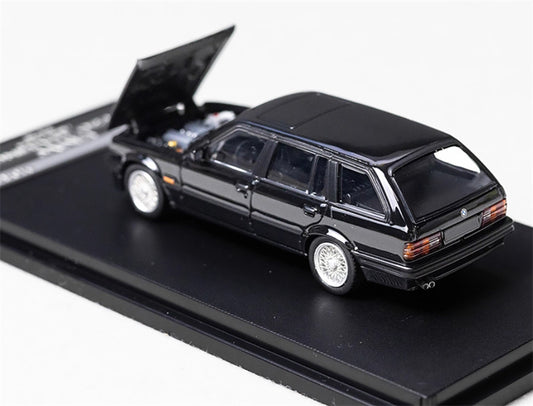 Mortal BMW E30 3 Series Touring regular version Openable Hood Pearl black - Silver Wheel Limited Edition 799PCS ONLY 1:64 Car Pre-built Model view2