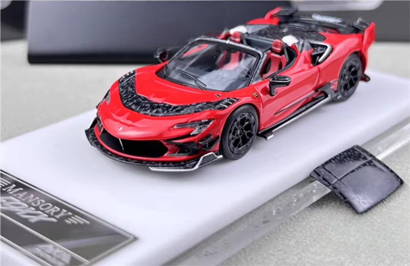 HKM Premium Mansory modified version Ferrari SF90 F9XX supercar Red convertible Limited Edition 1:64 Car Pre-built Airliner Model Display view1