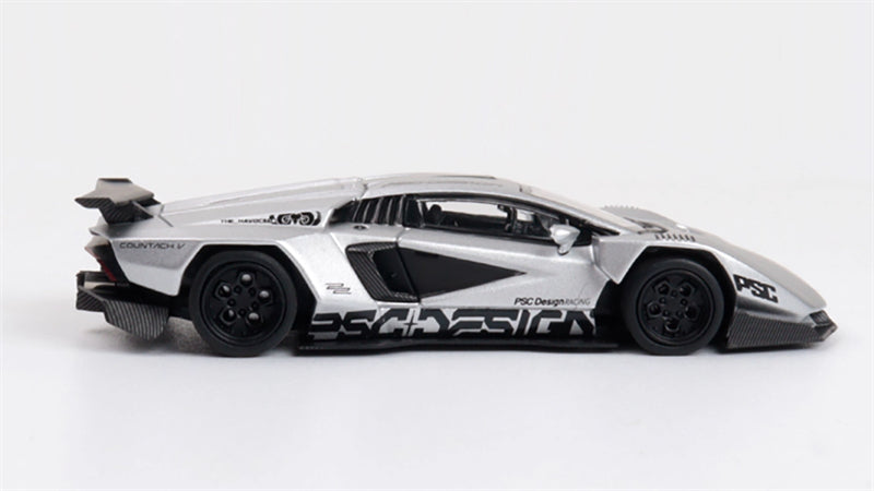 TIMEMICRO Lamborghini Countach Silver PSC Design 1:64 Car Pre-built Model view4