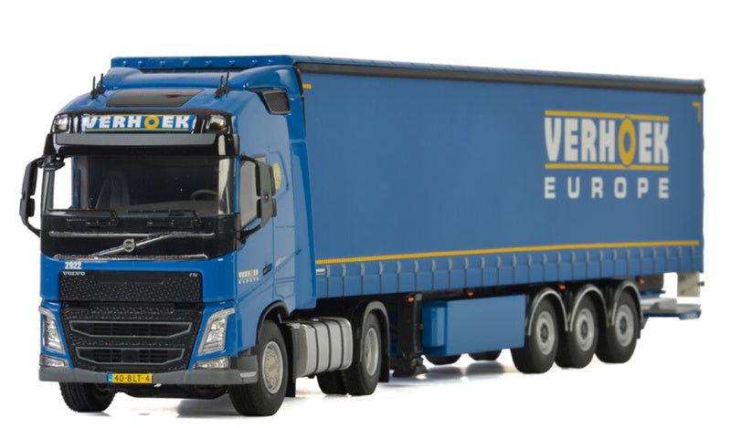 WSI VOLVO FH4 GLOBETROTTER 4x2 CURTAINSIDE / TAUTLINER TRAILER - 3 AXLE Verhoek Europe 1:50 Truck Pre-built Model