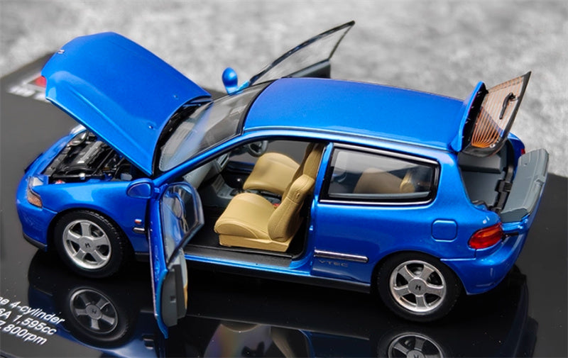 LCD-MODELS Honda Civic SiR II EG6 Fully open blue Beige Interior 1:43 Car Model view4