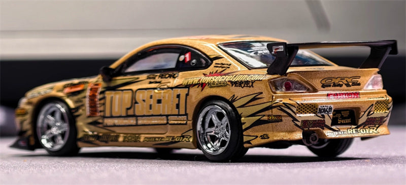 MINIGT Nissan S15 SILVIA Top Secret D1GP #1 Blister Packaging gold 1:64 Car Pre-built Model view4